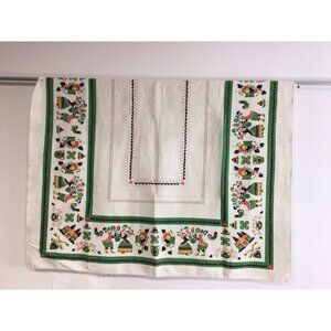 Vintage German Tablecloth Floral Linen Bavarian Fall Festive
